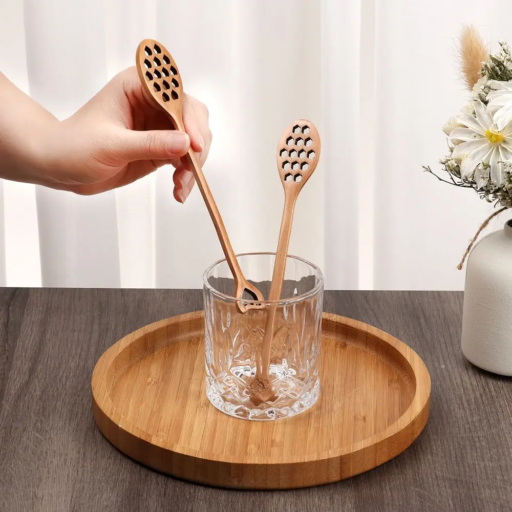 

Wooden Coffee Jam Stirring Handmade Comb Red Wine Stirring Honey Dipper Spoon Mixing Stick Long Handle Stirrer Spoon