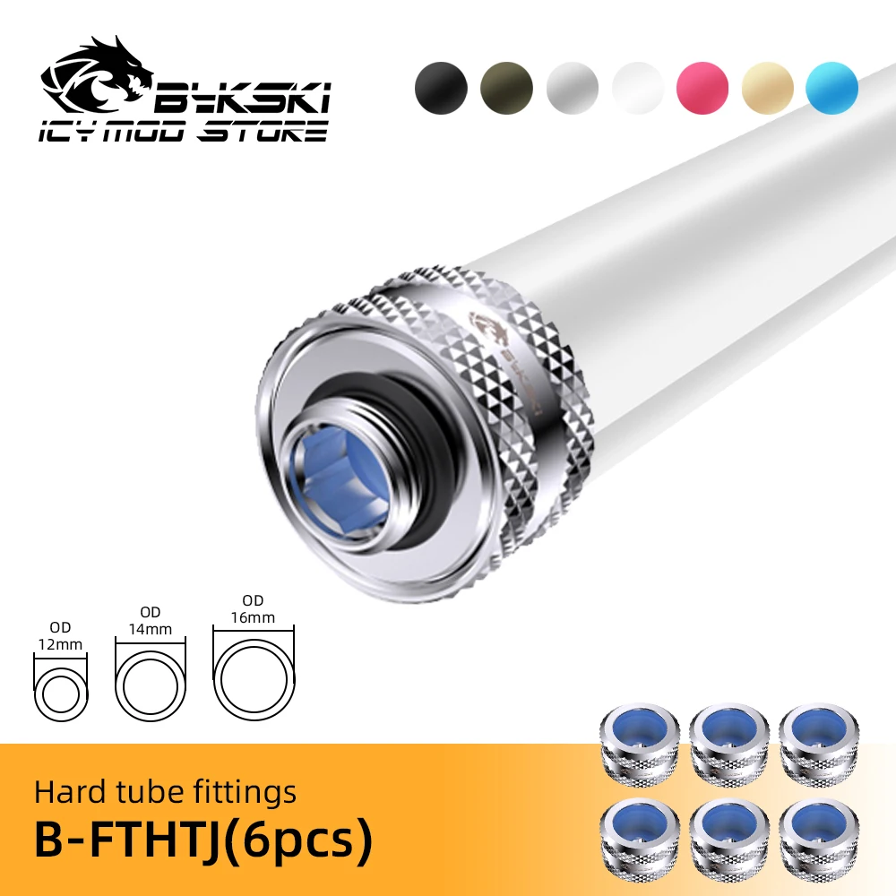 

6pcs/lot Bykski Anti-off Hard Tube Fitting G1/4 Hand Compression For OD12/14/16MM Acylic/PETG/PMMA Tube Water Cooler MOD B-FTHTJ