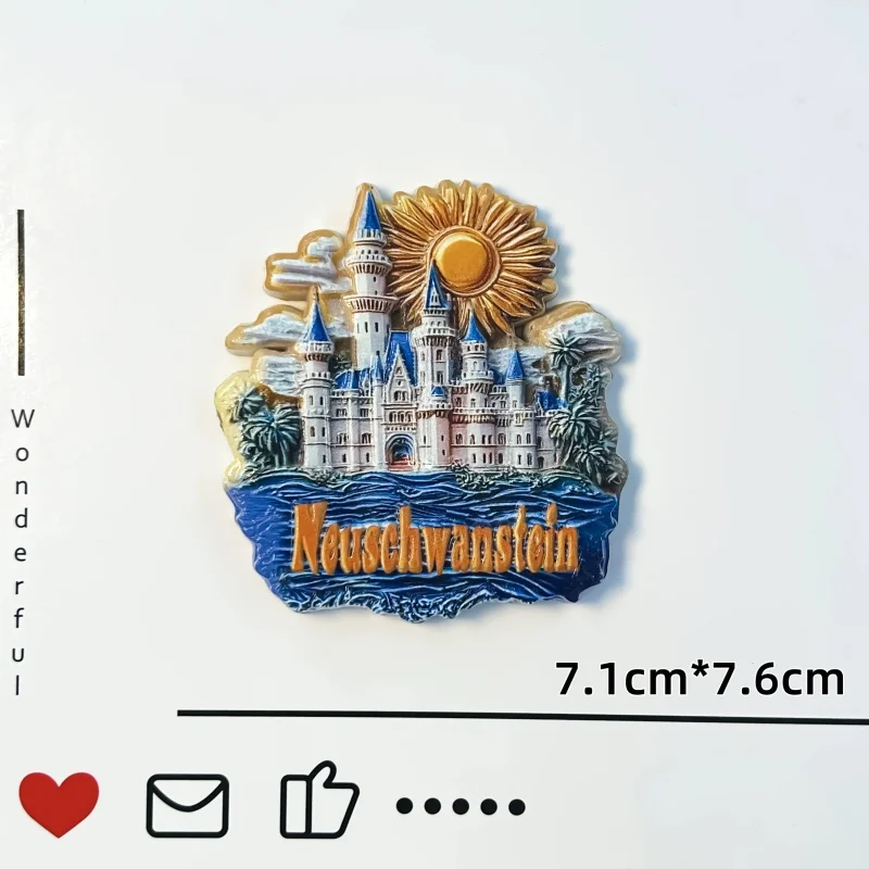 Фото Магнит на холодильник из 3D-смолы (Германия): Мюнхен, Гамбург, Берлин, Нойшванштайн. Сувенир для путешественников, украшение для холодильника, подарок. №4