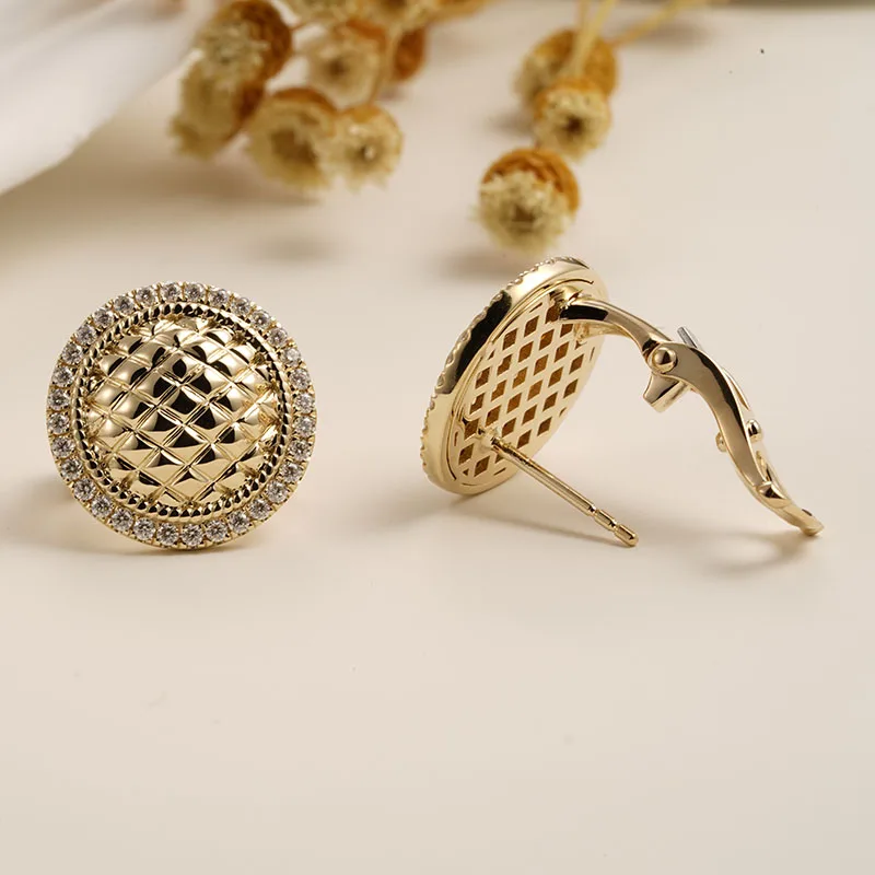 Женские винтажные серьги из 14-каратного желтого золота с бриллиантом