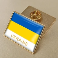 hot selling ukrainian flag brooches patriotic jewelry fashion badges crystal drop gel texture alloy brooches world flag brooches