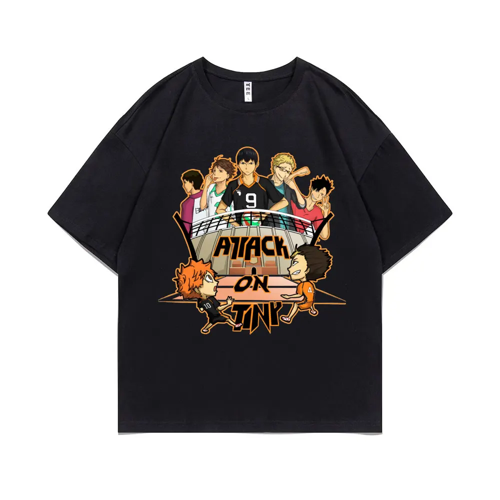 

Japan Anime Haikyuu Attack on Titan Graphics Print T Shirt Eren Yaeger Short Sleeve Tshirt Men Women Oversized Streetwear Tees