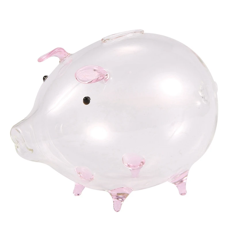 

5X Pig Piggy Bank Money Boxes Coin Saving Box Cute Transparent Glass Souvenir Birthday Gift For Children Kids-Pink