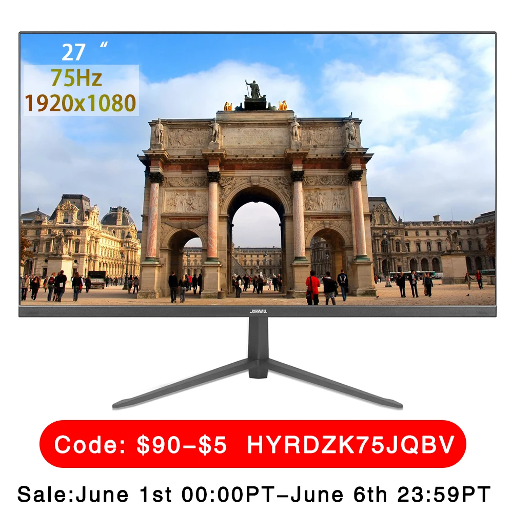 

Monitor 27 Inch Full HD 1920x1080 75Hz IPS LCD Computer Screen HDMI Compatible for PC Gamer PS4/PS5 XBOX TV BOX Switch Displays
