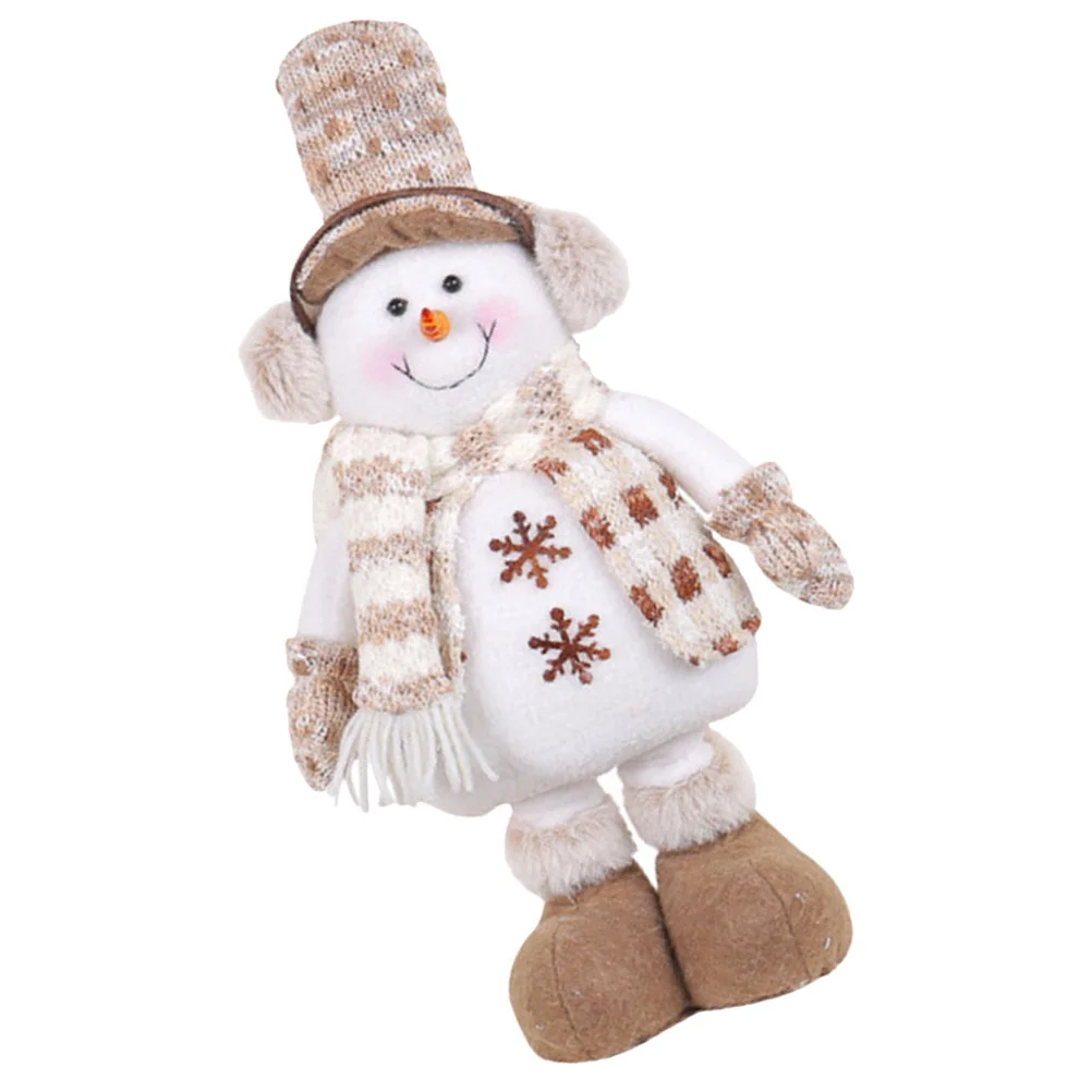 

Christmas Plush Standing Figurines Telescopic Length Christmas Ornament Snowman Reindeer Doll Retractable Long Legs Stuffed