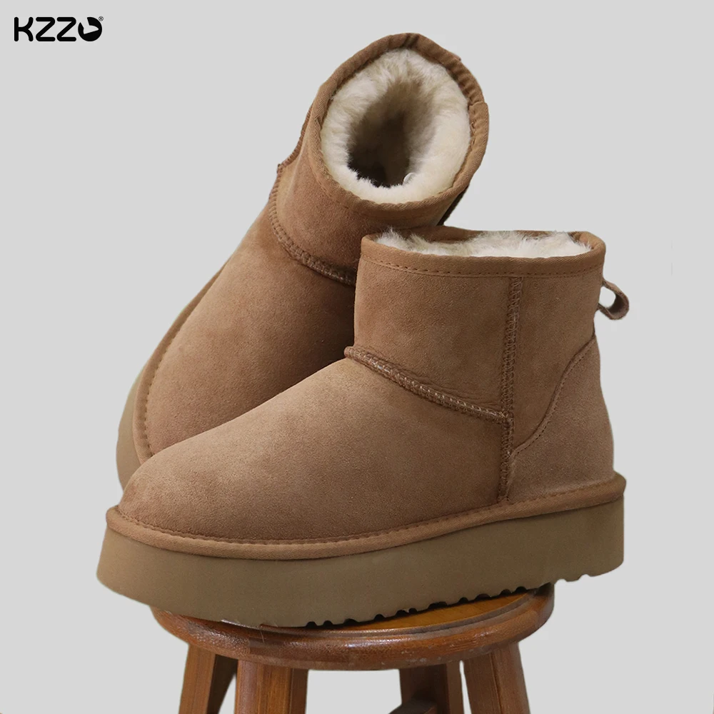 KZZO Австралия классические зимние ботинки из овчины для женщин на платформе