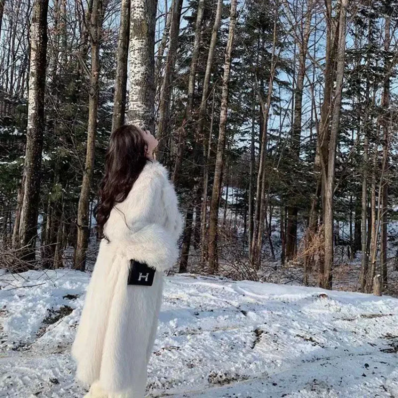 Женское пальто с воротником-блейзером длинное Свободное из искусственного