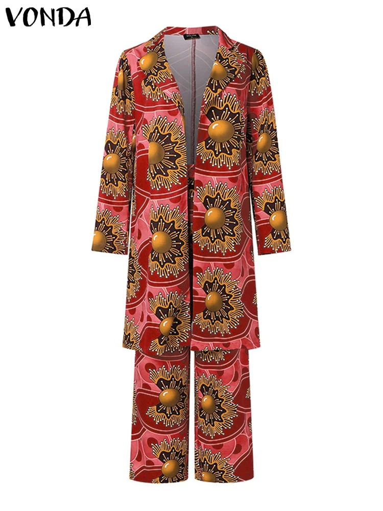 Большие размеры VONDA женские элегантные комплекты из двух предметов с длинными
