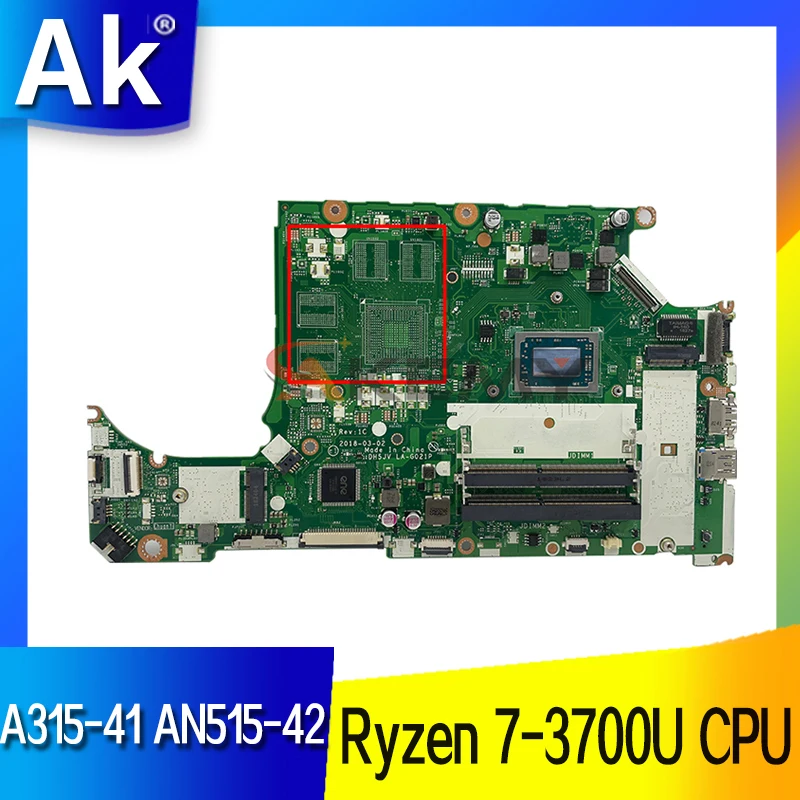 

NBGY911008 NB.GY911.008 For Acer ASPIRE A315-41 AN515-42 Laptop Motherboard DH5JV LA-G021P With Ryzen 7-3700U CPU DDR4 100% Test