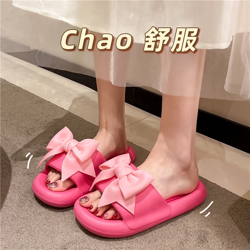 2021 Summer New Fashion Women's Flip Flops Fashion Butterfly-knot Sandals Women Open Toe Sandals Soft Comfortable Wild Slides