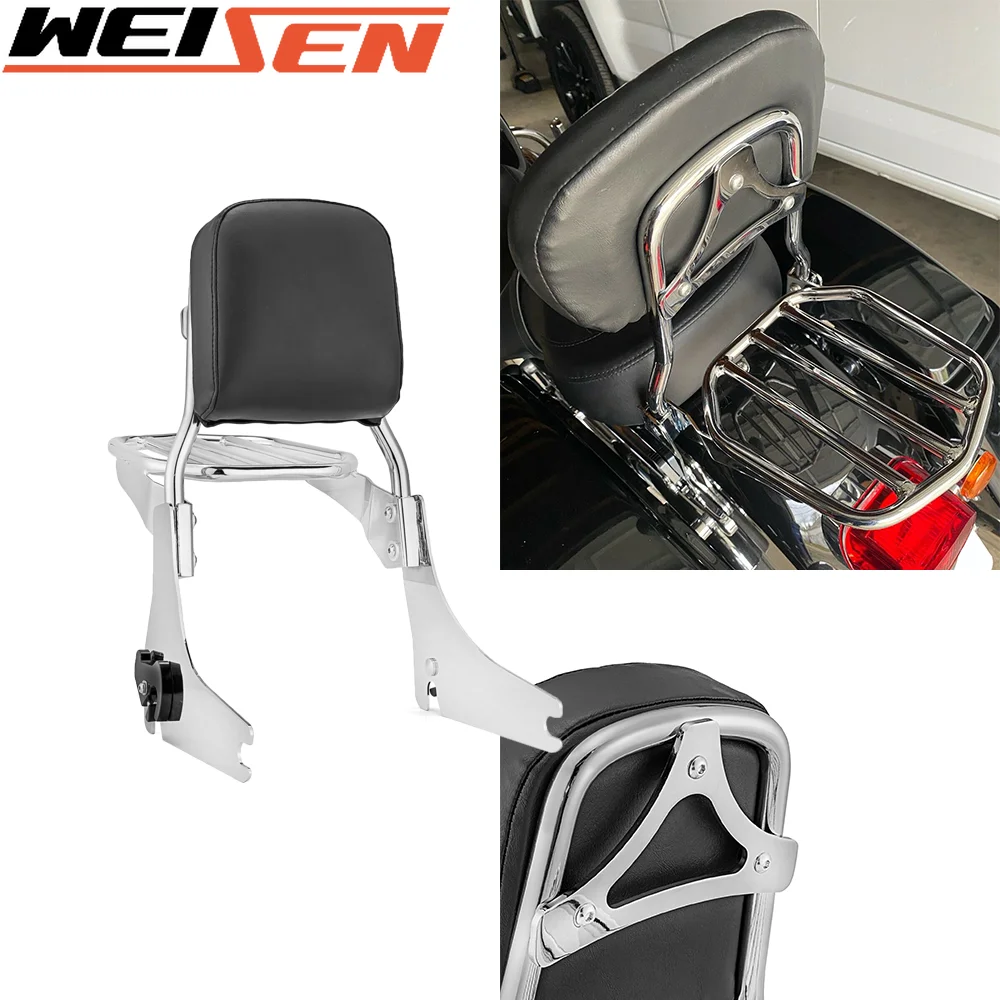 

Motor Passenger Backrest Sissy Bar +Luggage Rack Triple Plating Steel Standard Height For Harley 2012-2016 Dyna Switchback FLD