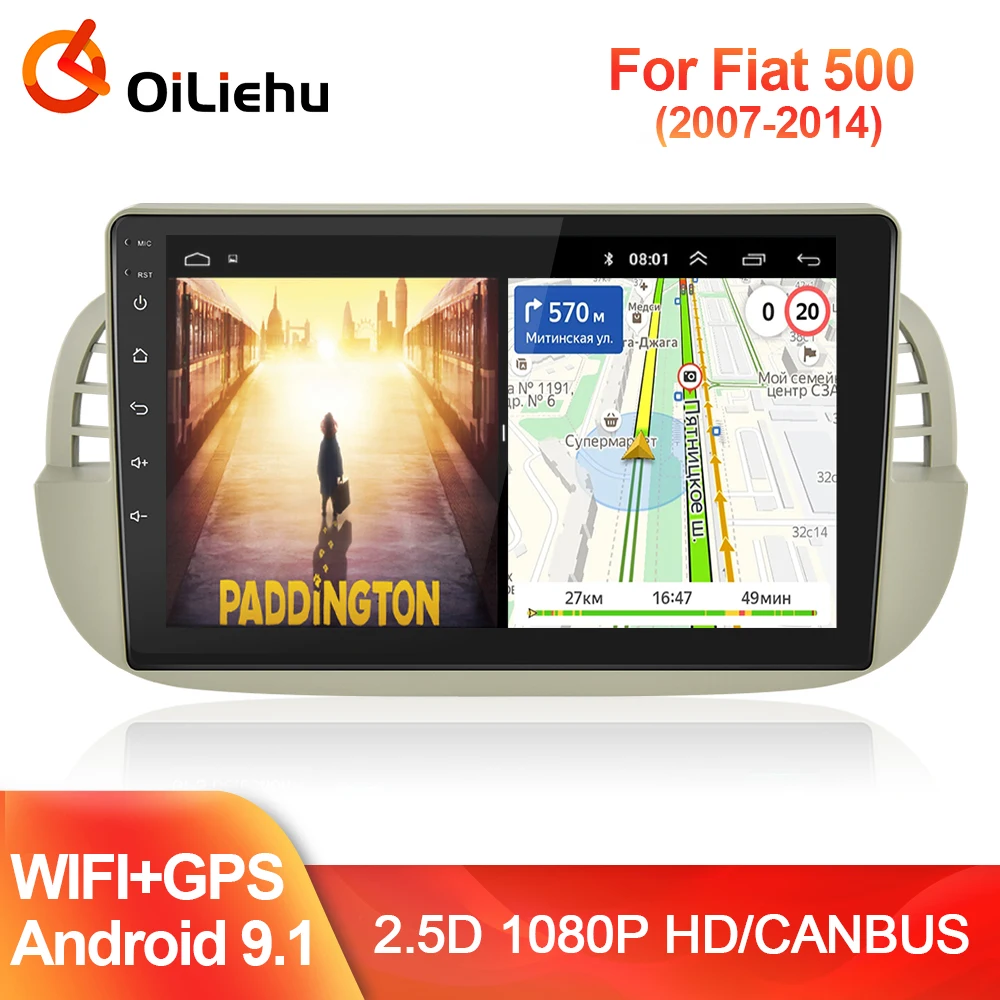 

Автомагнитола OiLiehu 2 Din, мультимедийный проигрыватель 2 Din с GPS-навигацией, EQ, Wi-Fi, FM, для Fiat 500, 2007, 2008, 2009, 2010, 2011, 2012, 2013