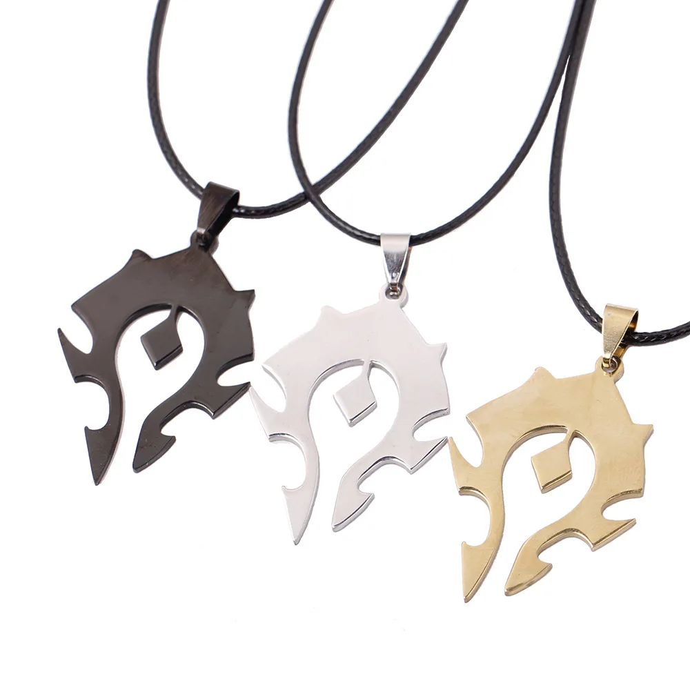 

24 Pcs/Lot LOK'TAR FOR THE HORDE Necklace Vintage WOW Garrosh Thrall Necklace Stainless Steel Pendant Orc Jewelry Wholesale