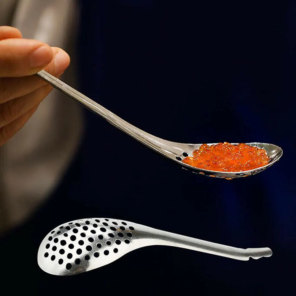 

1Pc 56 Holes Stainless Steel Creative Filtering Spoon Cuisine Caviar Colander Kitchen Cooking Gadgets And Accessories Colander