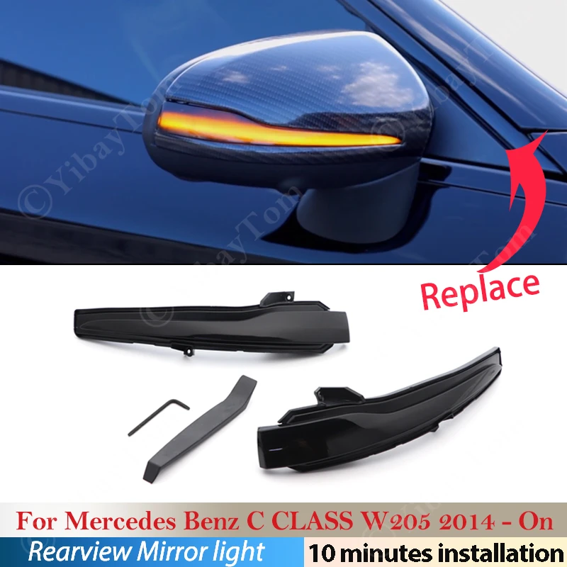 

LED Dynamic Turn Signal For Mercedes Benz C CLASS W205 2014 ~ 2022 Blinker Sequential Side Mirror Indicator Light 2015 2016 2017