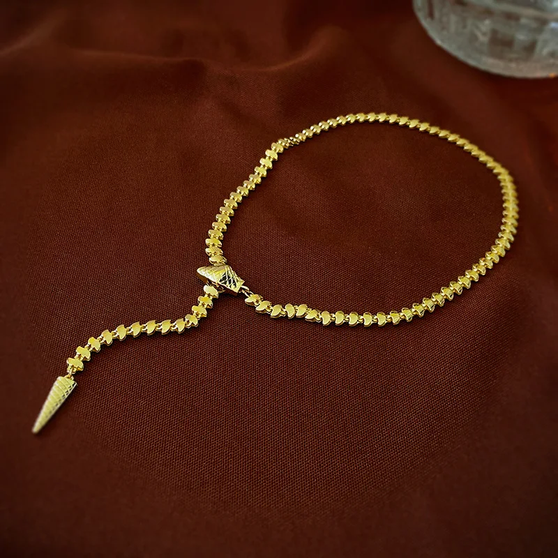 Snake Shaped Necklace Exaggerated Niche In Europe America High-end Collarbone Chain Personalized Design Choker Gift for Women