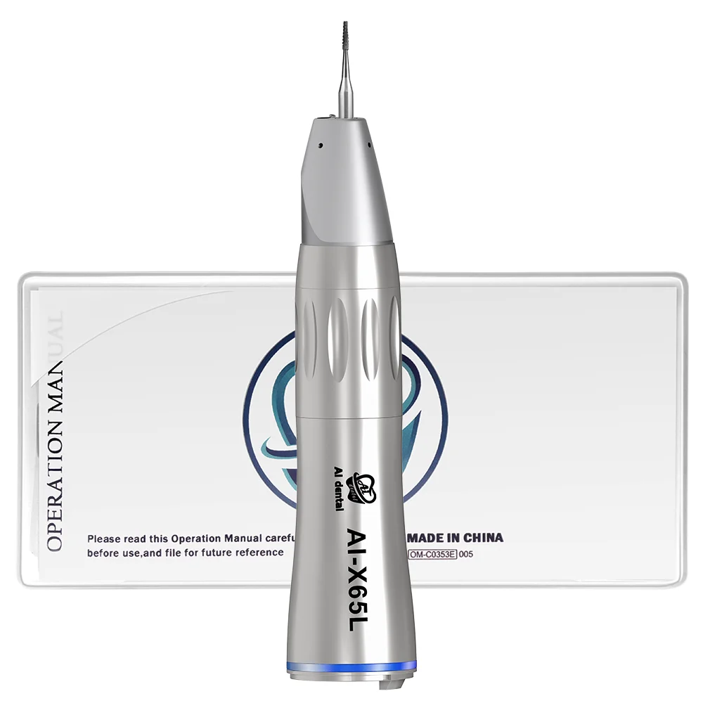 

AI-X65L Low Speed Hand Piece 1:1 Direct Drive Blue Ring Dental Straight Handpiece HP Burs Optical Light With Single Water Spray