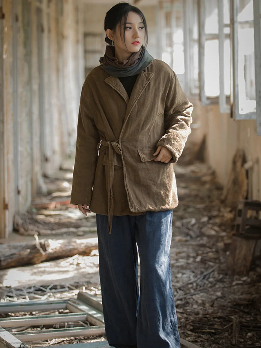 Женская куртка с хлопковым наполнителем и воротником-рубашкой Осень-зима 2024