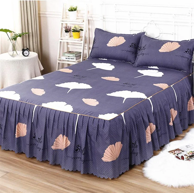 

Bed Skirt Suit Modern Soft Brushed Fitted Sheet Comfortable Bedspread Mattress Cover Bed Linen Four Corners with Elastic Band