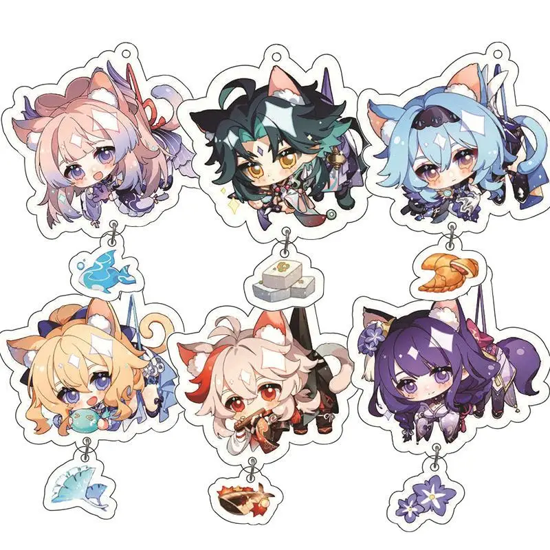 

Аниме Genshin ударопрочный брелок мультяшный Косплей брелки с подвеской металлический брелок для автомобиля кольцо для ключей для мужчин женщин младенцев ювелирные изделия в подарок