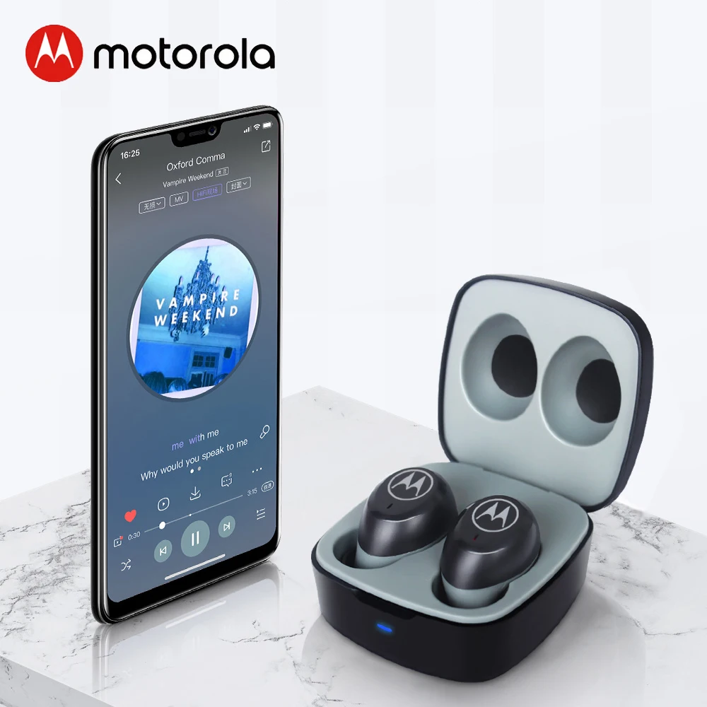 

Беспроводные Bluetooth 100 наушники Motorola Buds 5,0, водонепроницаемые IPX5 наушники-вкладыши с сенсорным управлением, стереогарнитура, спортивные науш...