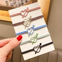 5pcs lovely sweet colorful acrylic hollow heart hair band hot selling high elastic protective hair rope baby girls hair rings