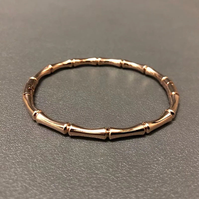 

Fashion Punk Rose Gold Color Bangles For Women Men Trendy Japan Stainless Steel Bracelets Designer Bamboo Jewelry Party Gift New