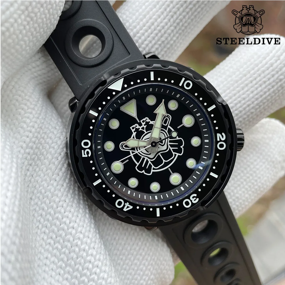 

Мужские наручные часы STEELDIVE Tuna 300 м, автоматические часы из нержавеющей стали с сапфировым стеклом NH35, механические часы C3, светящиеся часы