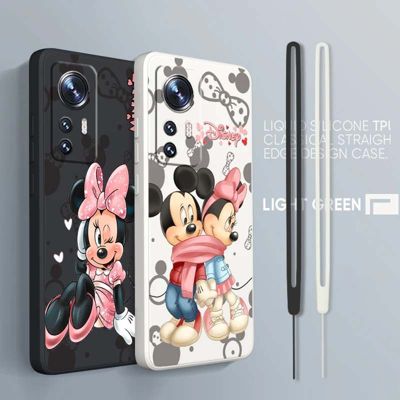 

Minnie Mickey Love For Xiaomi Mi 13 12T 11i 11X 10S 10 Pro Lite Ultra 5G Liquid Rope Silicone Phone Case