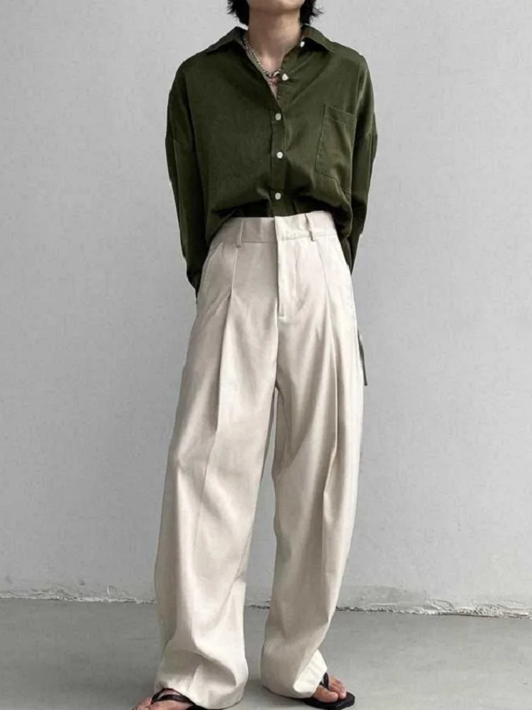 

HOUZHOU Beige Wide Leg Women's Classic Suit Pants Vintage Elegant Black Trousers Female Casual High Waist Loose Palazzo Lady