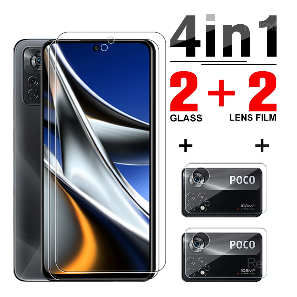 

Защитная пленка для объектива 4 в 1, закаленное стекло для Xiaomi Poco X4 Pro Xiami Poco X4 Nfc X3 Pro X3 Gt X2 M4 M3 F3 F2 Pro phone F1
