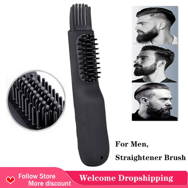Беспроводной выпрямитель для бороды расческа портативный мужчин горячая волос