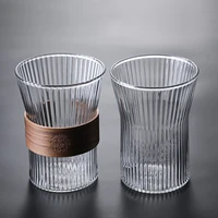 62pcs vertical stripe coffee mug heat resistant glass cups 350130ml transparent water cup drinking milk beertea juice tea mugs