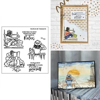clear stamps relaxed lady happiness moment warm sentences for diy scrapbooking craft making 5 55 5inch transparent stamp