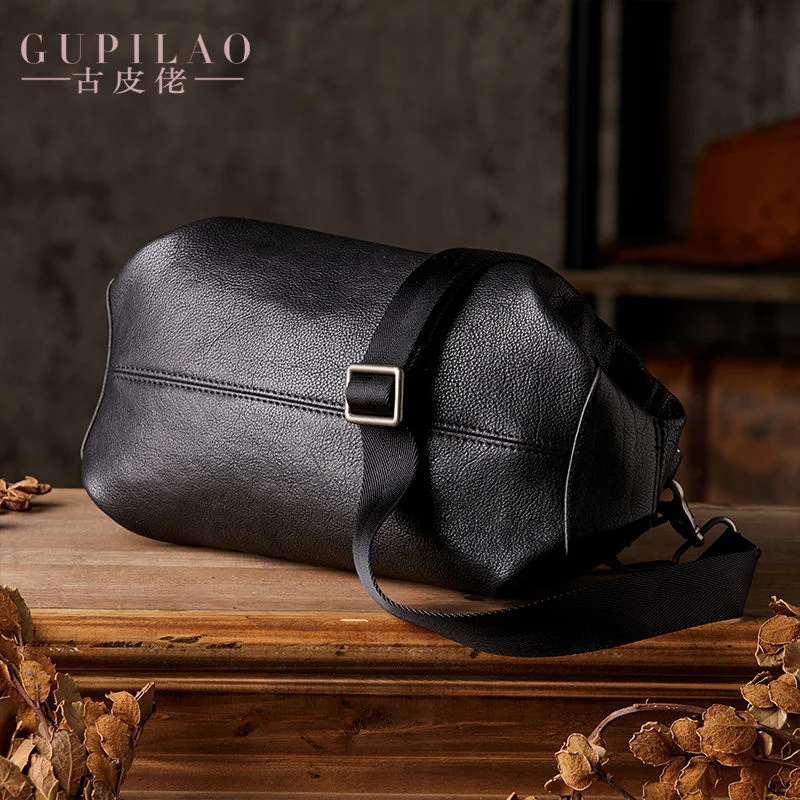 

genuine Original handmade 100% vegetable tanned cow one shoulder 2022 new versatile casual men's messenger bag leather