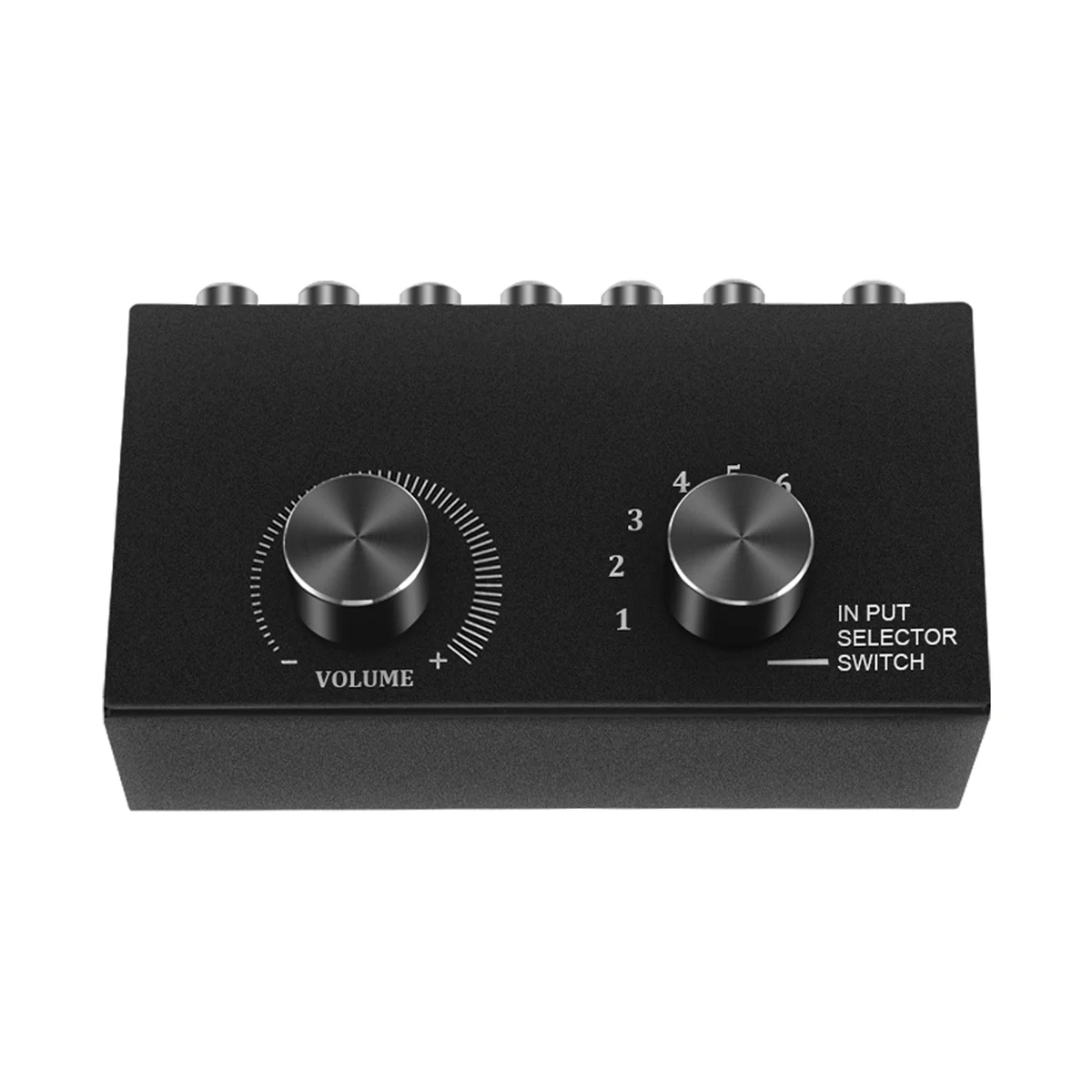 

6 in 1 Out L / R Stereo Audio Switcher with Mute Button Portable RCA Stereo Audio Switch Audio Splitter