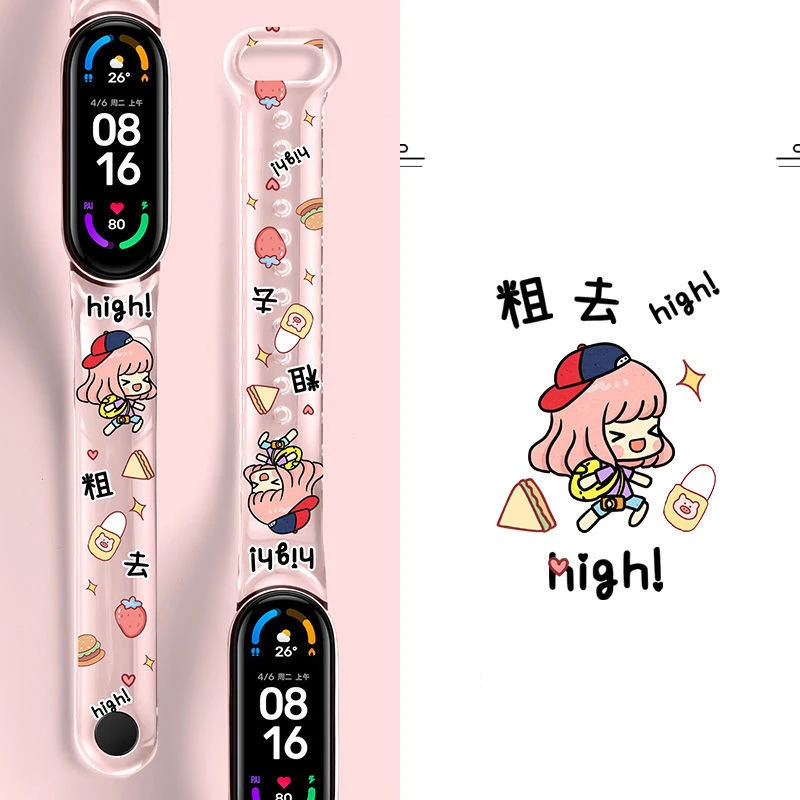 Anime Kawaii Stitch Strap For Xiaomi Mi Band 7 6 5 4 3 Transparent Correa Silicone Bracelet Replacement For XiaoMi Band 5 4 New images - 6