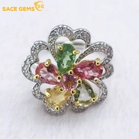 sace gems new arrival rotating 925 sterling silver tourmaline gemstone rings for women engagement cocktail party fine jewelry