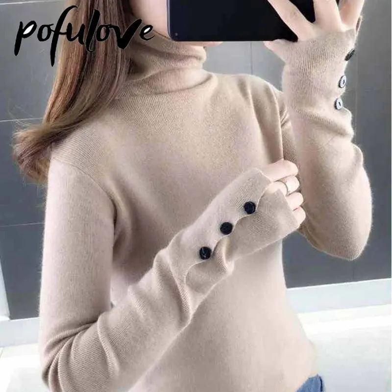 

Slim Fitting Sweater Women's Long Sleeve Velvet High Collar Knitted Bottoming Shirt Women's Slim Fitting Tight Autumn and Winter