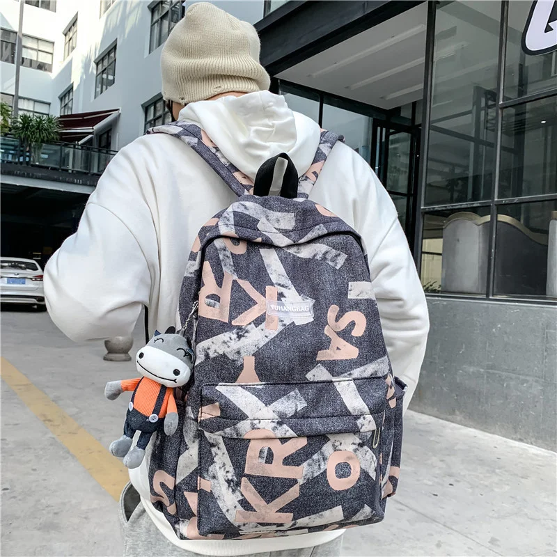 

Trend Men Graffiti Pattern Backpack Girl Boy Harajuku Travel Cool Bag Female Male Camouflage College Schoolbag Women Student Bag
