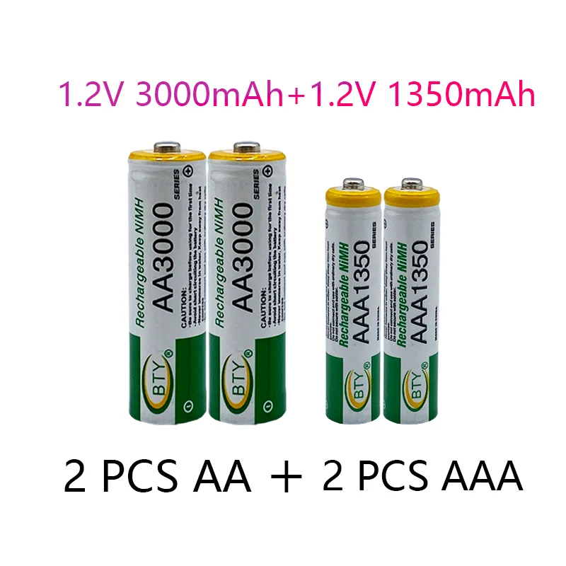 

Brand New 1.2V AA 3000mAh Ni MH Rechargeable Battery + AAA Battery 1350MA Rechargeable Battery Ni MH 1.2V AAA Battery