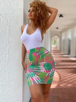 solid 2 piece dress sets white one piece bodysuits and print high waist mini skirts 2022 summer clothes vacation matching suits