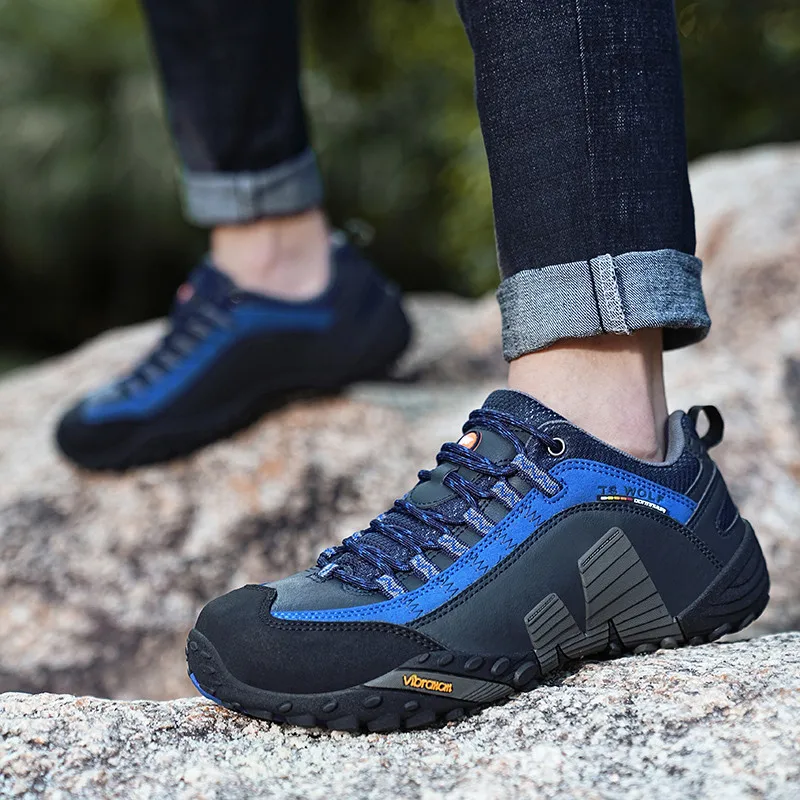 Genuine Leather Mens Hiking Shoes Outdoor Trail Trekking Sneakers Men Mountain Boots Tactical Sneakers Men Climbing Sports Shoes