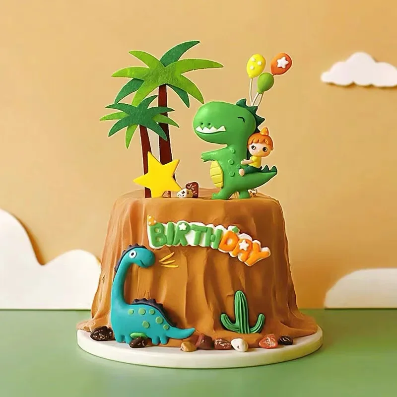 

Dinosaur Cake Decoration Happy Birthday Dino Cake Topper Jurassic World Baby Shower Accessories Jungle Top Pastry Deco Ornament
