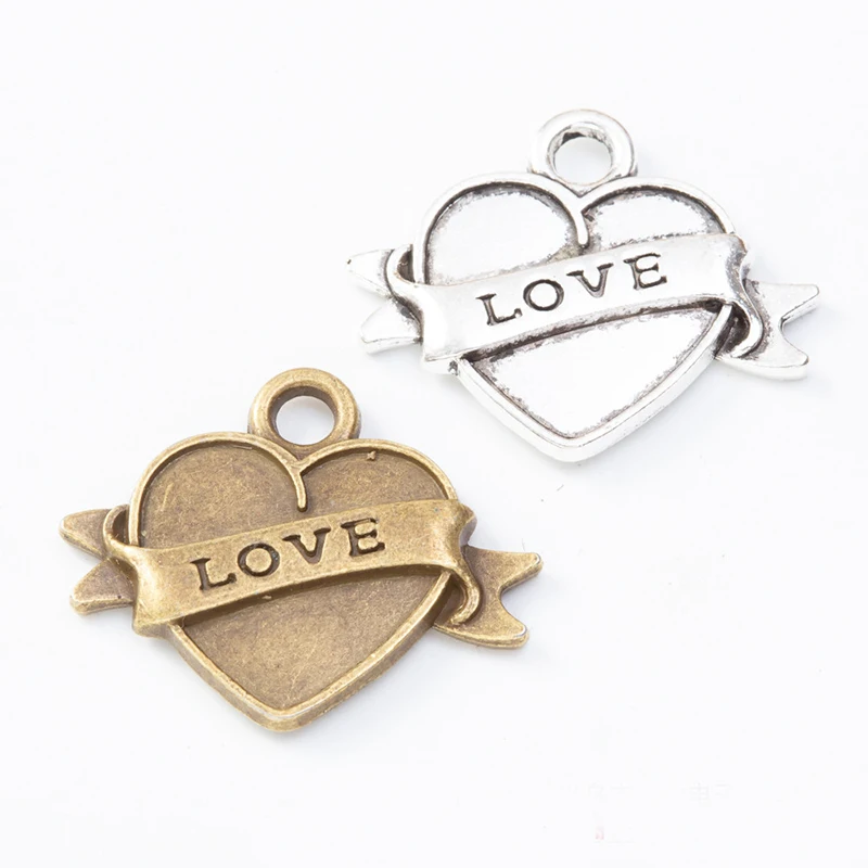 

RAINXTAR Fashion Alloy LOVE Heart DIY Charms 21*25mm 10pcs AAC177