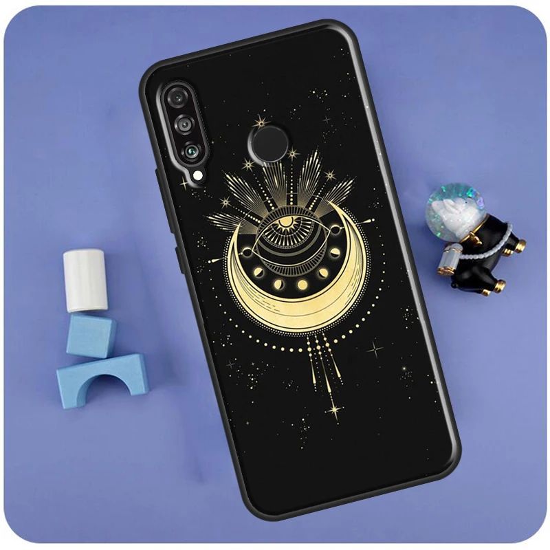 Фото Чехол для Huawei Nova 3i 7i 8i 11i 12i 9 10 SE Y60 Y61 Y70 Y72 Y73 Y90 Y91 P20 P30 P40 Lite с дизайном «Галактика, Луна, Звезды, Фазы, Тотем» №4