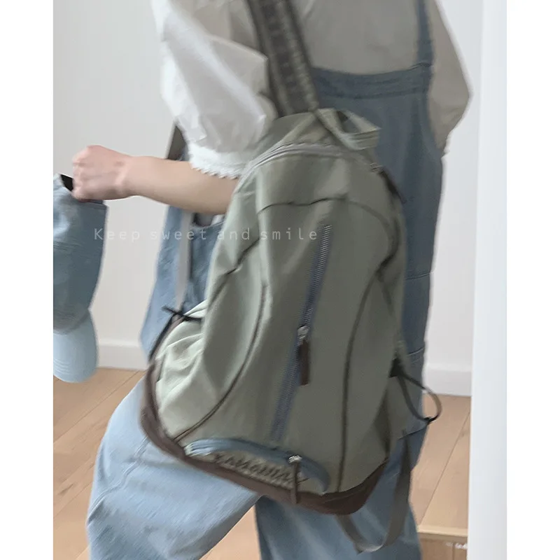

Fashion Women Backpack Aesthetic Retro Student Schoolbag Nylon Waterproof Large Capacity Shoulder Bag Leisure Travel Bag Female