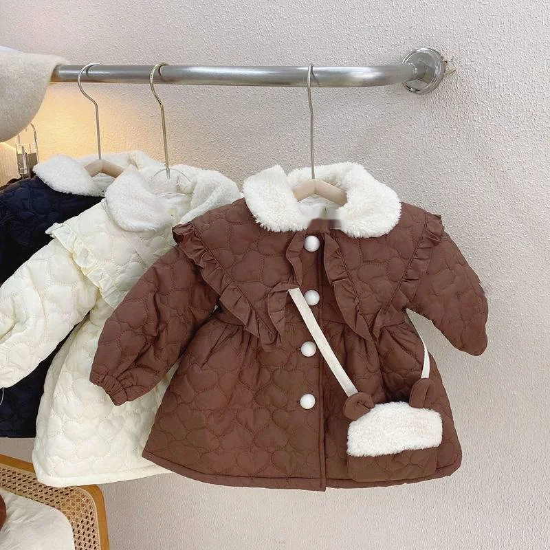 Детское пальто для девочек куртка верхняя одежда 2022 милая утепленная