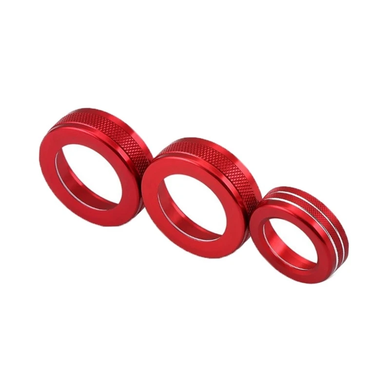 

3 Pcs Knob Switch Button Decoration Cover Ring Aluminum Alloy for Mercedes-Benz A-Class B-Class E-Class GLK GLA CLA