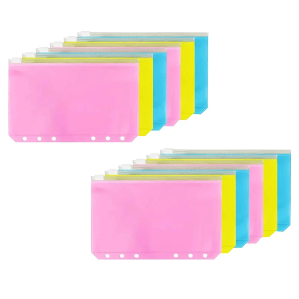 

12Pcs Zipper Binder Pouches Multipurpose Blinder Pouches Loose Leaf Bags Business Cards Holders for Office Gift Home